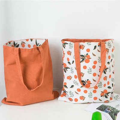 Logotipo personalizado Bolso plegable de algodón de lona de tamaño mediano para compras de comestibles