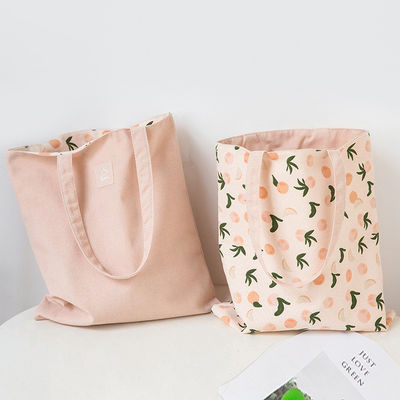 Logotipo personalizado Bolso plegable de algodón de lona de tamaño mediano para compras de comestibles