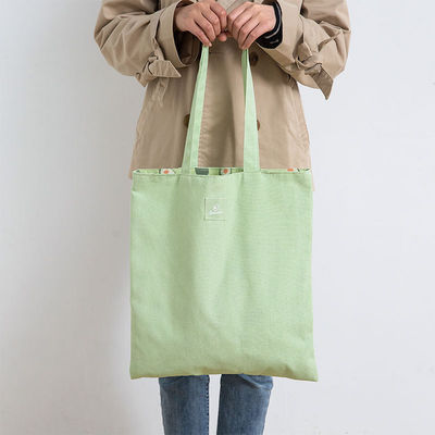 Logotipo personalizado Bolso plegable de algodón de lona de tamaño mediano para compras de comestibles