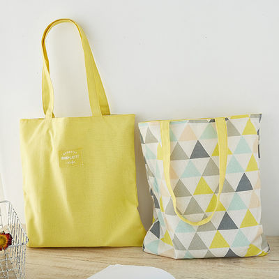 Logotipo personalizado Bolso plegable de algodón de lona de tamaño mediano para compras de comestibles