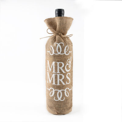 Botellas de vino de yute con cuerdas de dibujo Bolsas de regalo de vino reutilizables en color personalizado