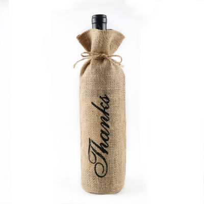 Botellas de vino de yute con cuerdas de dibujo Bolsas de regalo de vino reutilizables en color personalizado
