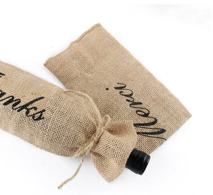 Botellas de vino de yute con cuerdas de dibujo Bolsas de regalo de vino reutilizables en color personalizado