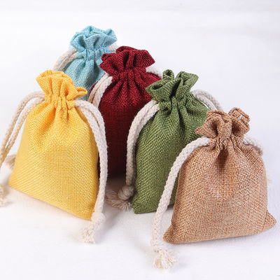 Bolsa de regalo de cordón de lienzo impresa con logotipo personalizado ecológico