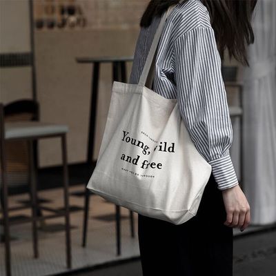 Bolsas personalizadas de color de algodón con estilo manipulado y logotipo de la empresa impreso