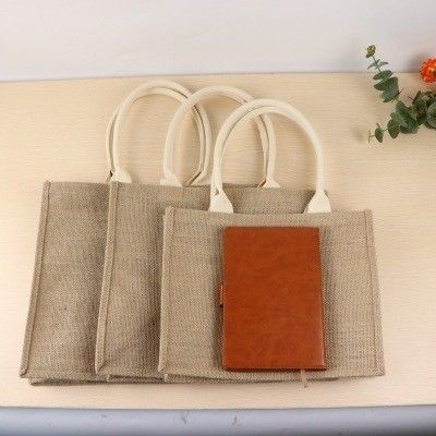 Bolsas de jute ecológicas con logotipo impreso personalizado y asas de cuero