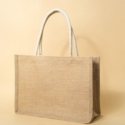 Bolsas de jute ecológicas con logotipo impreso personalizado y asas de cuero