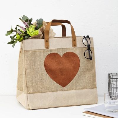 Vida escolar diaria Bolsa de yute personalizada reciclada Bolsas de yute con mangos de cuero