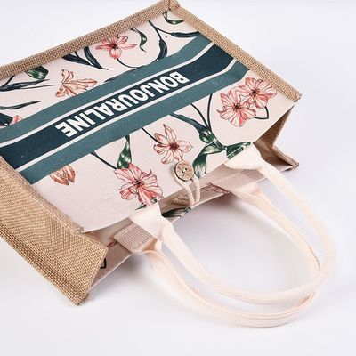 Bolsas de compra de yute personalizan bolsas de tote reutilizables para tamaño medio en el mercado de Bangladesh