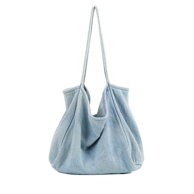 Bolso de compras ecológico de denim ligero con dibujos animados