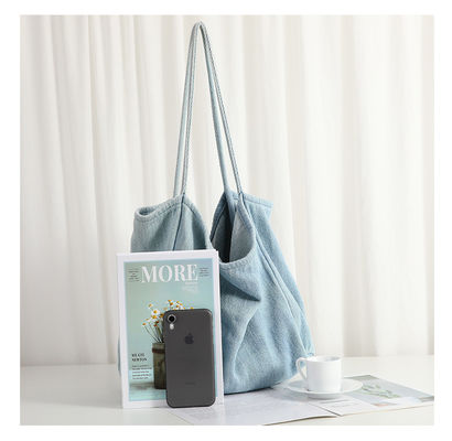 Bolso de compras ecológico de denim ligero con dibujos animados