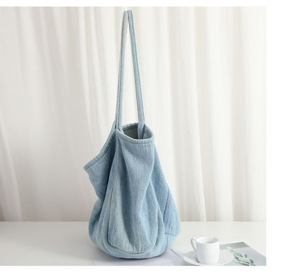 Bolso de compras ecológico de denim ligero con dibujos animados