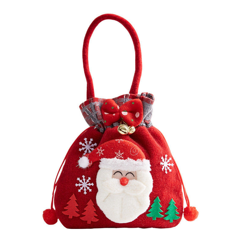 Bolso de muñeca de muñeco de nieve 3D con mango de Santa Elk OEM / ODM Bolso de dulces de Navidad aceptable