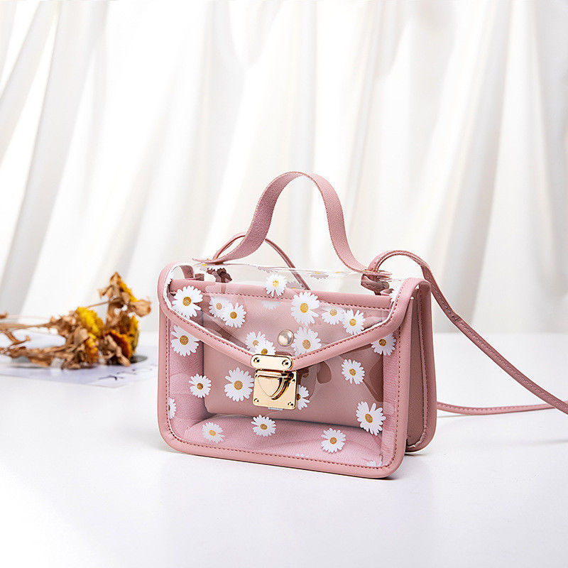 Pequeña Daisy PVC Verano Modelos coreanos transparentes Telefono celular de jalea Bolsa de Tote personalizada