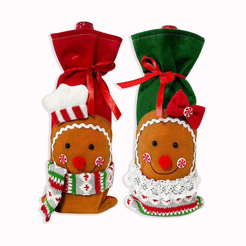 Botella de vino de Navidad Cubiertas Bolsa Muñeco de nieve Papá Noel Champagne Cubierta de botella Manga Feliz año de Navidad Decoraciones de mesa