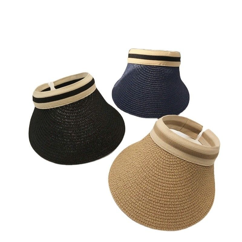 Sombrero de visera de ocio de la playa del sol en diseño de paja de tejido coreano para actividades al aire libre de verano
