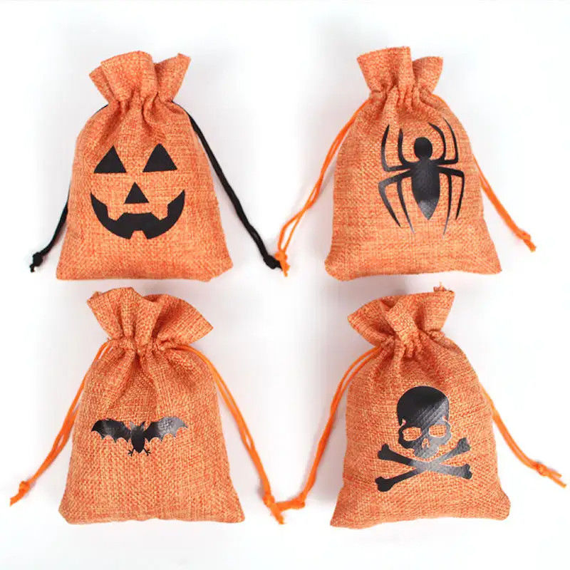 Bolsa de regalo de calabaza 9 * 12cm Festival de naranja de Halloween de cuerda de dibujo de material de rebanada