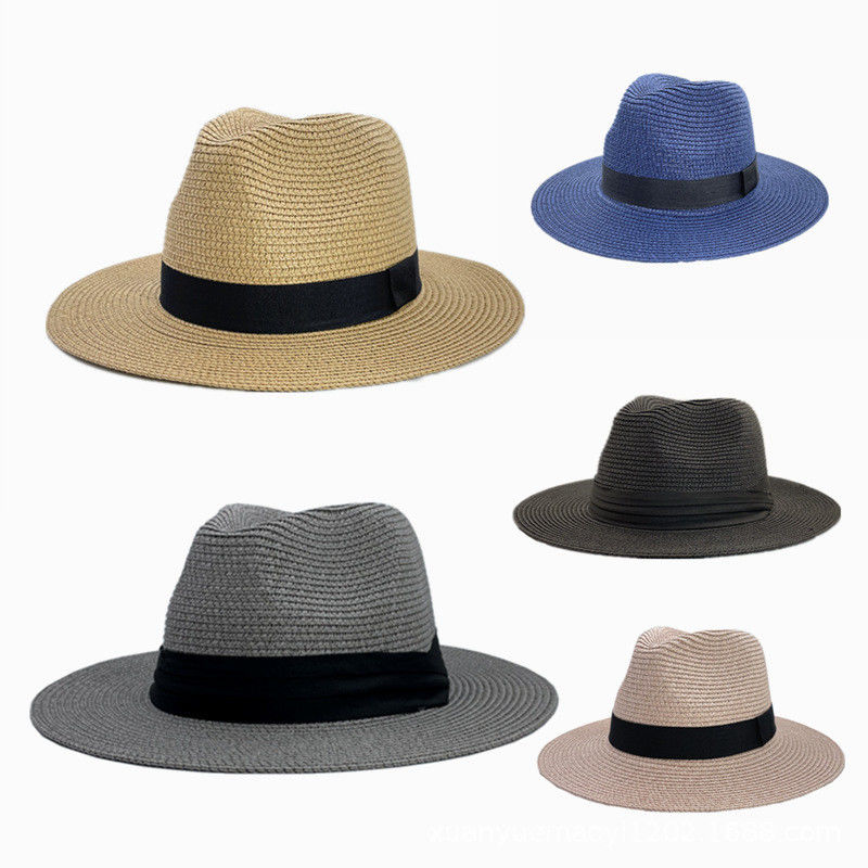 Sombrero de playa de protección solar de material de paja de Panamá tamaño adulto 56-58cm ideal para hombres y mujeres