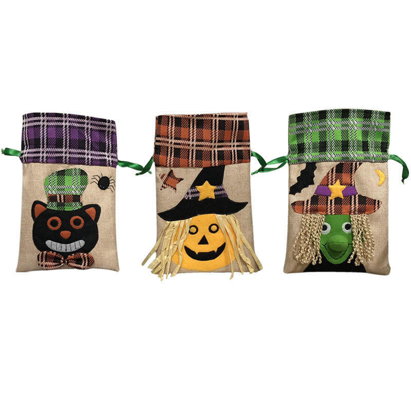 Bolso de dulces de Halloween de color personalizado con cuerda de tira Bolso de regalo creativo no tejido
