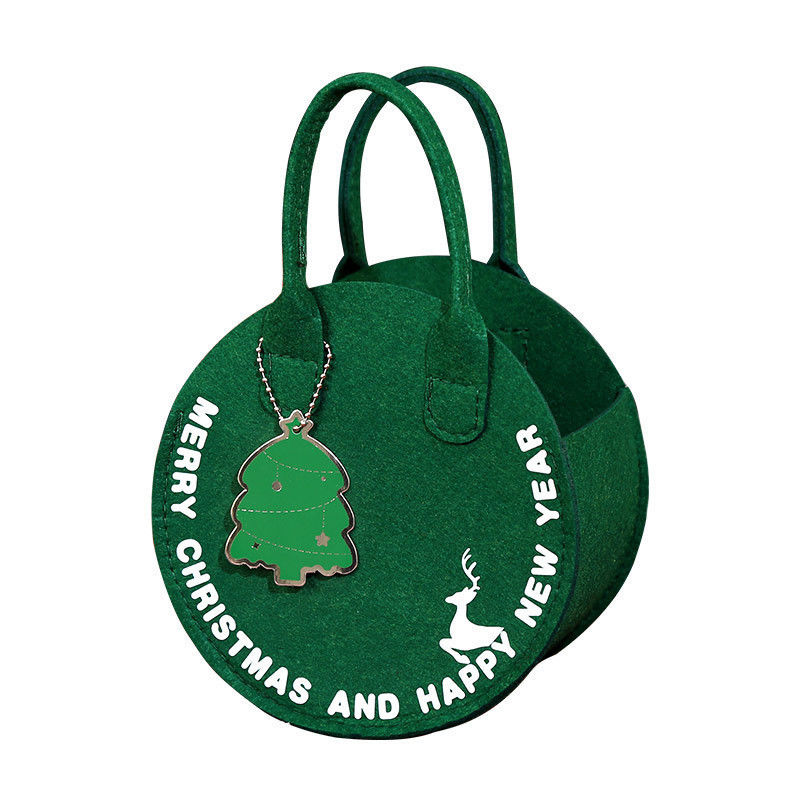 Bolso de Felt de Navidad de moda Bolso de compras de Papá Noel rojo con diseño de bolso de regalo redondo
