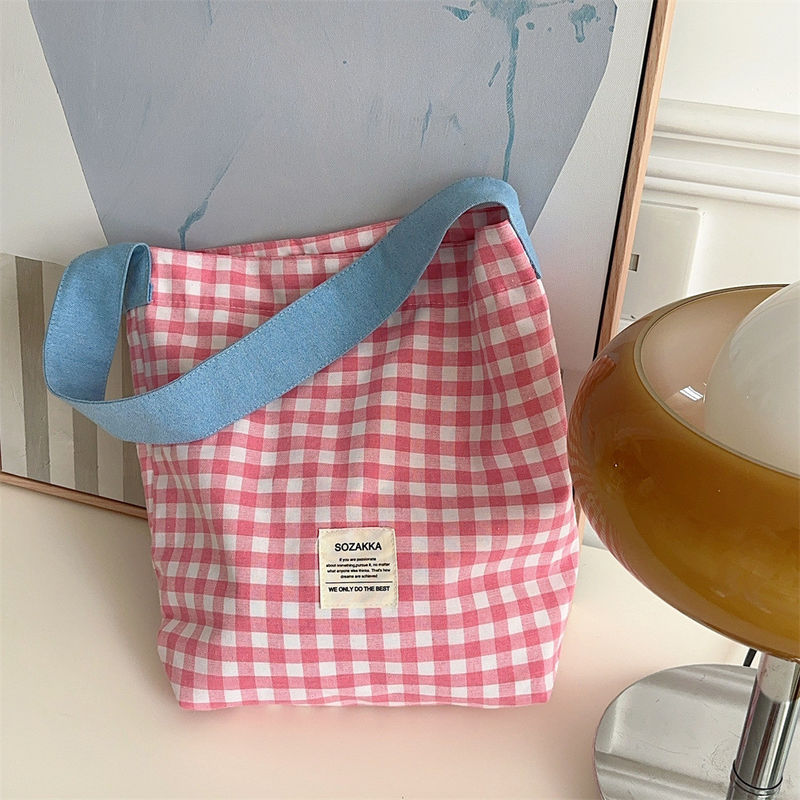 Bolso de hombro de monograma de color a medida para mujeres Bolso de toque de Gingham de gran capacidad