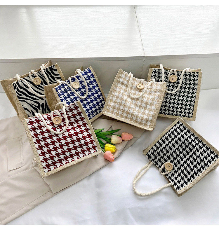 Estilo de embrague de lienzo ecológico de baja calidad reciclable simple regalo de Hessian Mini bolsas de yute