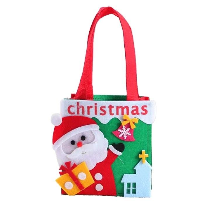 Bolso de Navidad de color personalizado con Papá Noel de feltro hecho a mano, hombre de nieve, diseño de renos.