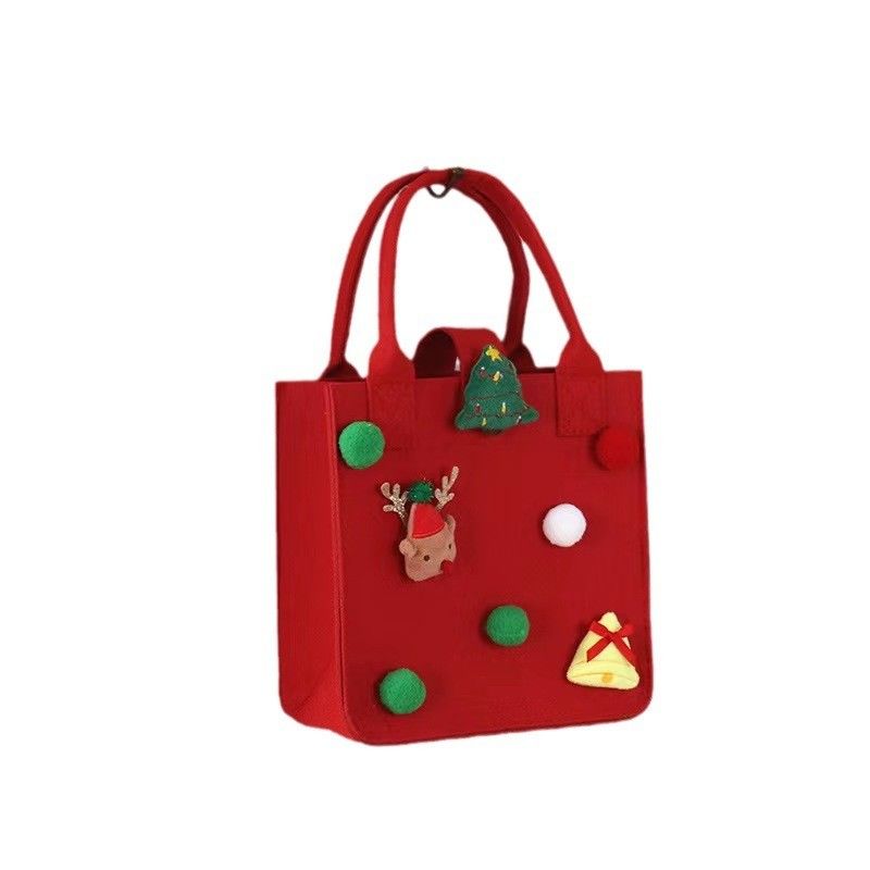 Bolso de fieltro de colores rojos Logotipo personalizado Bolso de regalo de Navidad aceptado para el estilo Ins