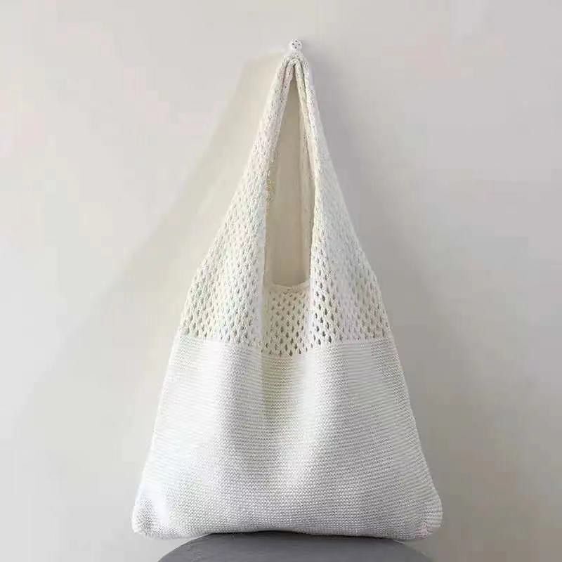 Bolso de hombro femenino de tejido de punto de color personalizado Chic Retro para viajes y salidas