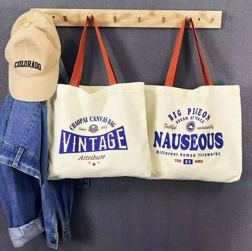 Estilo manipulado Custom Logotipo impreso completo Bolso grande de lona para compras y playa