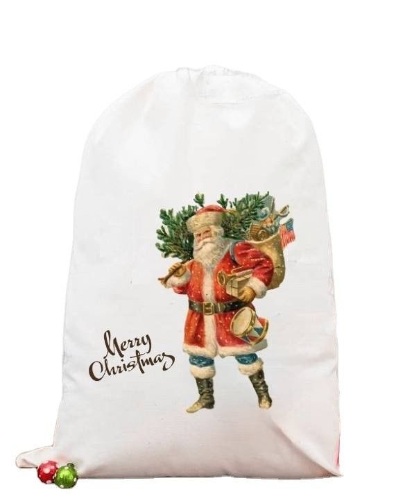 Bolsa de cordón de Navidad de color sublimado personalizado para envolver regalos personalizados