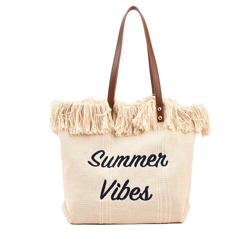 Bolso de lona de estilo de avestruz ideal para salidas de verano y compras.