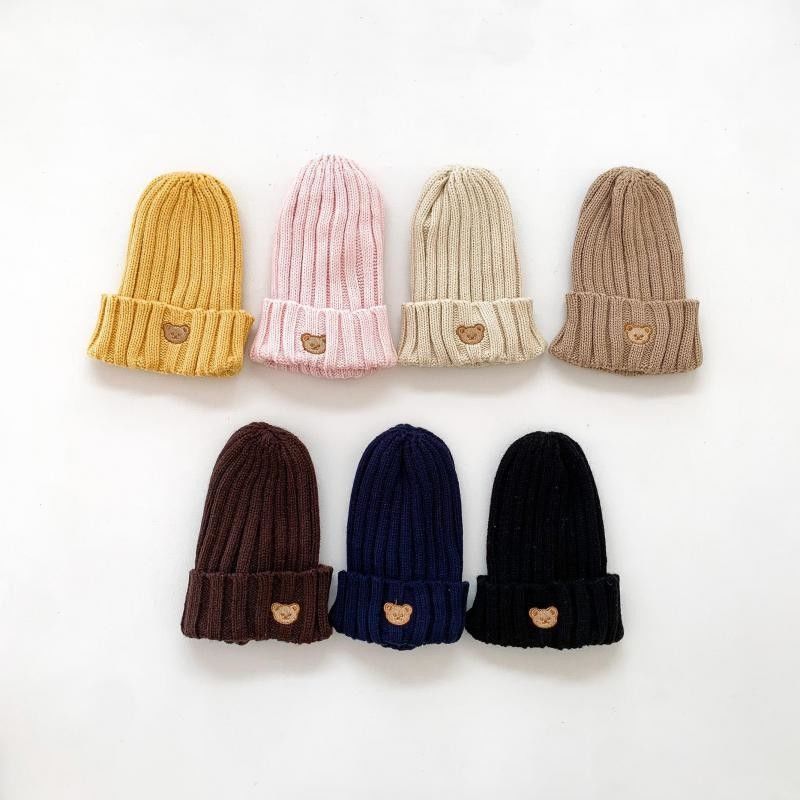 Invierno de otoño niños sombreros de punto de color sólido para niños niñas niños 10x9.5cm gorros
