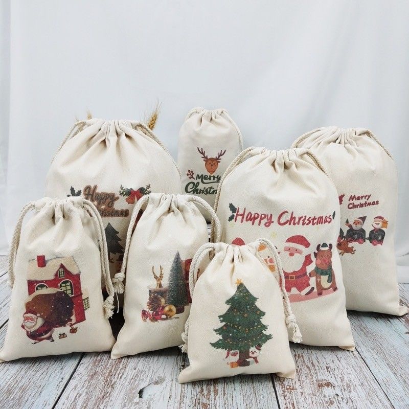Sacos blancos de Santa para la decoración de regalos tamaño medio 30-50cm aceptable OEM / ODM