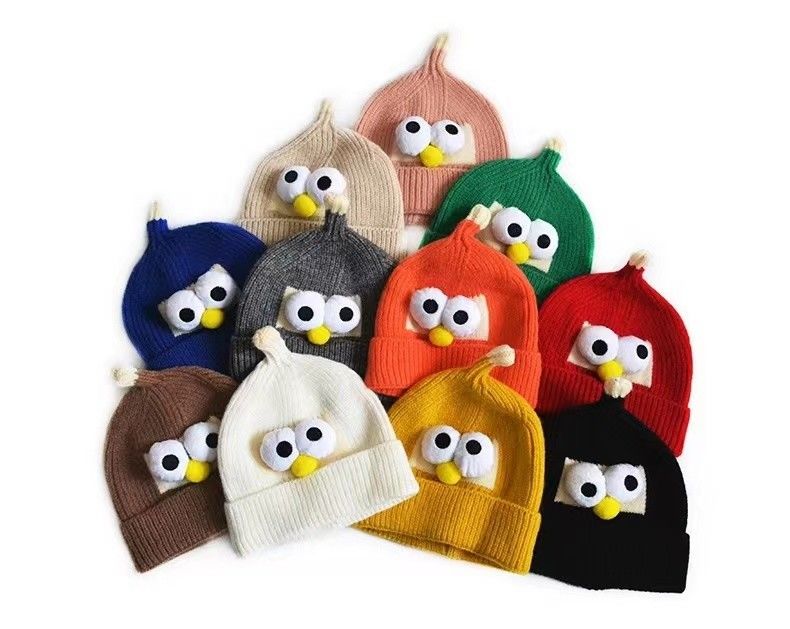 Unisex de invierno de dibujos animados de lana sombrero de gato hermano de tejido sombrero de ojo para niños y niñas tendencia