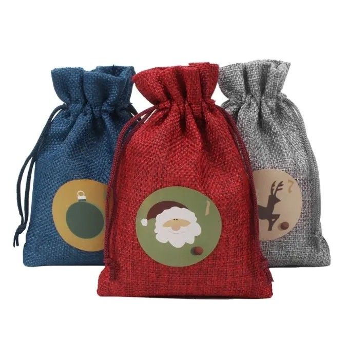 Bolsas de regalo de Navidad Bolsas de yute de color personalizado para regalos y favores de fiesta