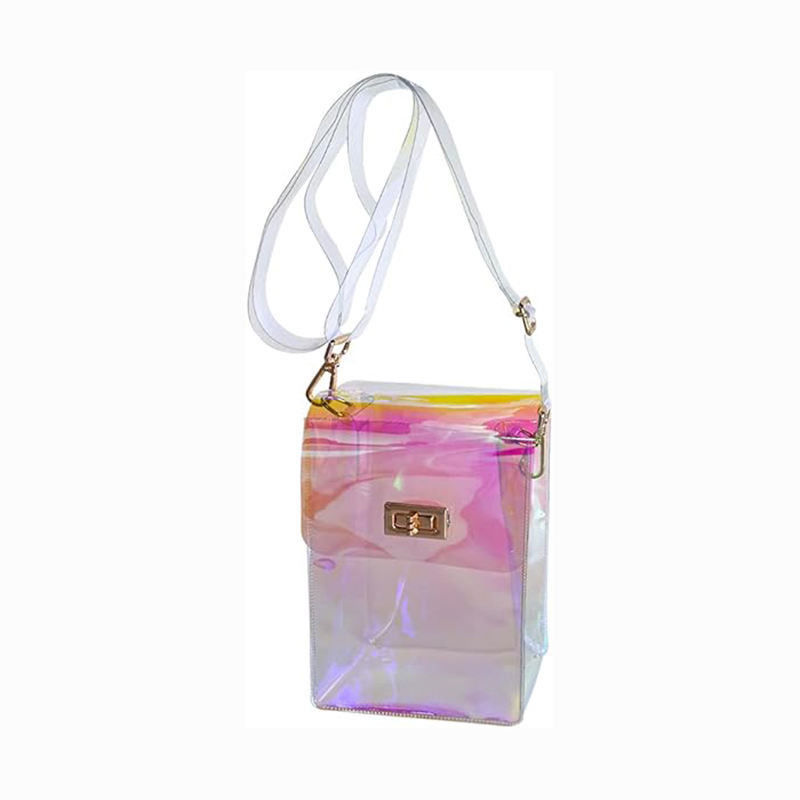 Bolso de mano transparente para mujeres de verano 2024 Bolso de cadena cuadrada de gelatina para venta al por menor