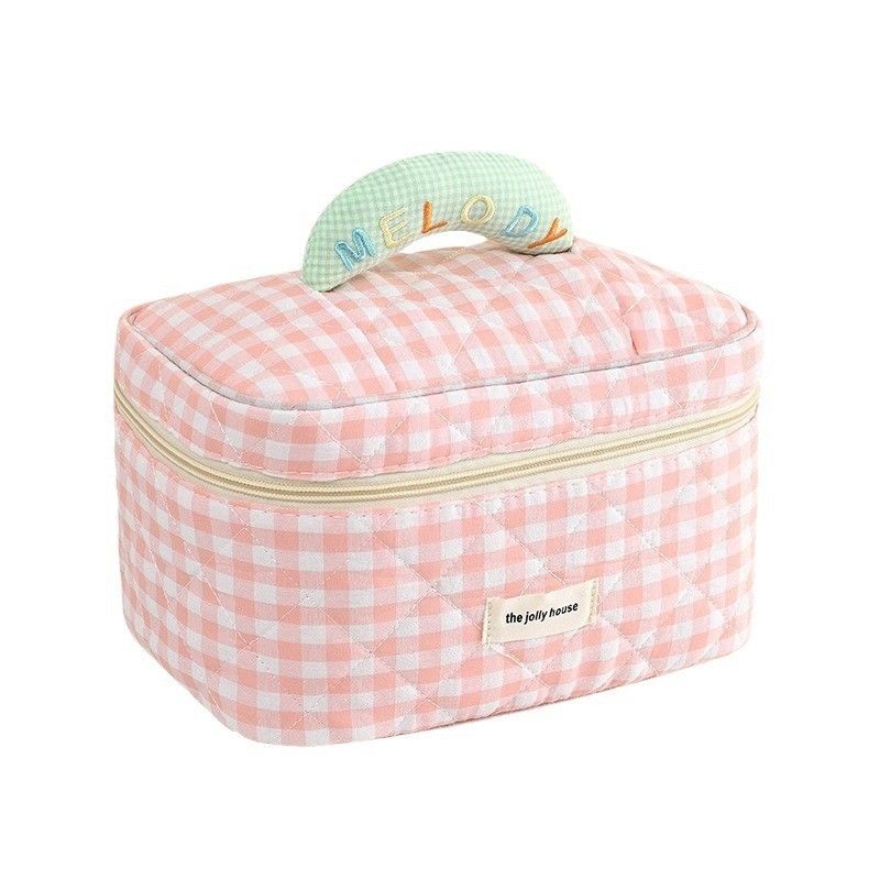 Bolsa de maquillaje de algodón de color Macaron para viajes y almacenamiento portátiles