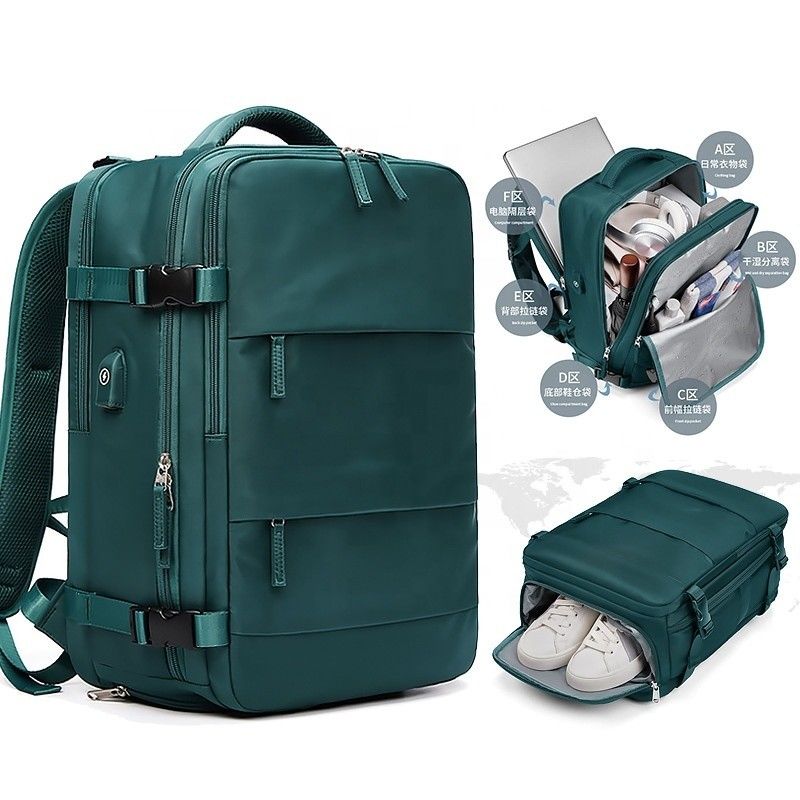 Bolsa de viaje de poliéster de nylon personalizada de seguridad antiaérea Bolsa portátil de viaje de negocios con puerto de carga USB