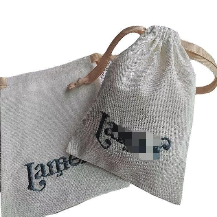 Bolso de cuerda de lienzo de yute de logotipo personalizado Perfecto para joyas y almacenamiento digital Reutilizable