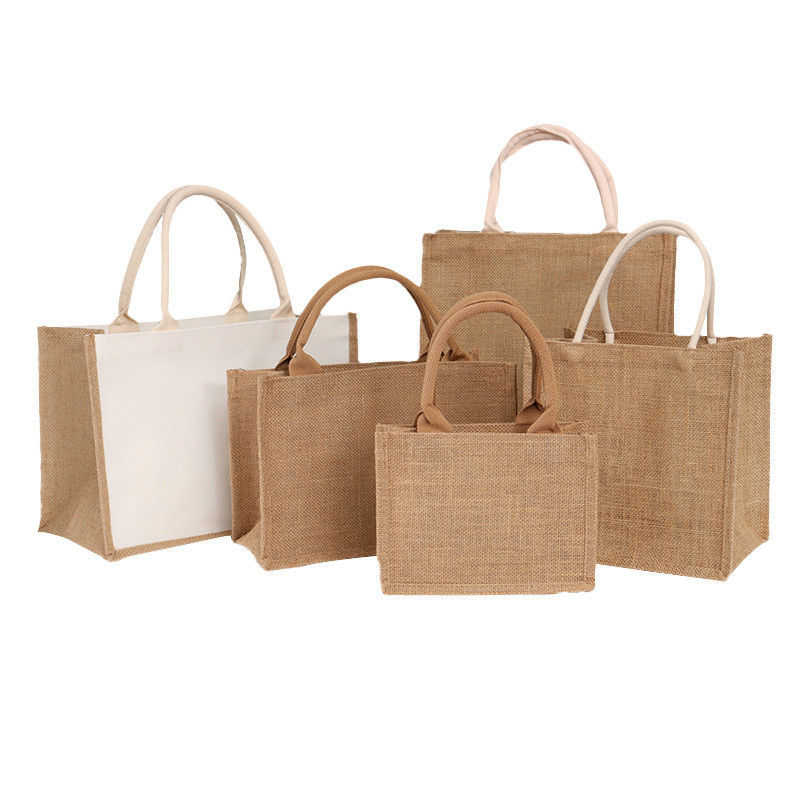 Bolsa de yute OEM / ODM aceptable con logotipo personalizado para compras ecológicas reutilizables en la playa