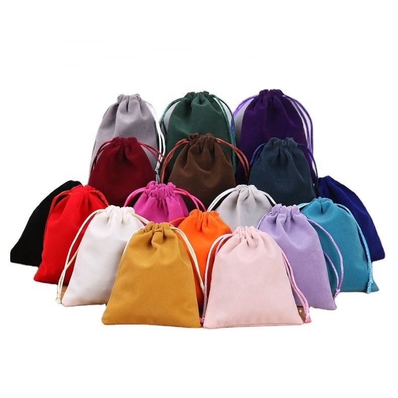 Bolsas de cordones de terciopelo de colores para embalaje y exhibición de joyas personalizadas
