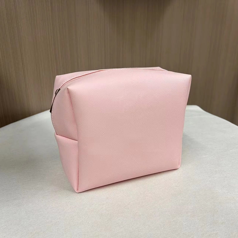 Imprimir patrón PU impermeable Ziplock Cosmética Bolsa de maquillaje Bolsa en color rosa de caramelo personalizado