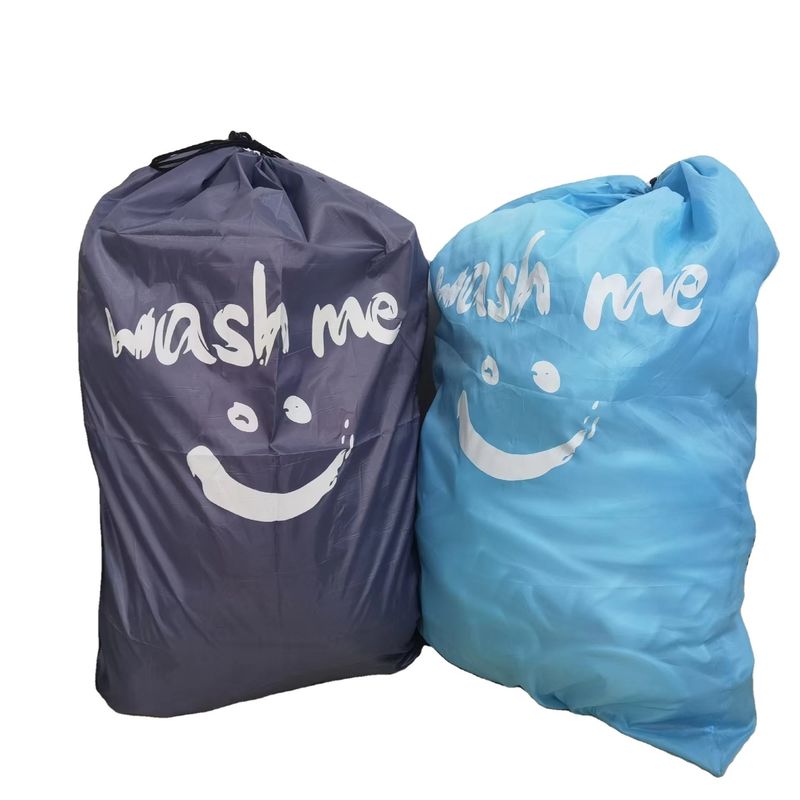 Bolsa de lavandería de nylon con cuerda de dibujo de color personalizada para lavado de trabajo pesado con estilo de moda