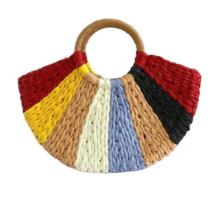 Bolsas de regalo de arco iris Colección de bolsas de regalo de rattan hechas a mano con cierre abierto
