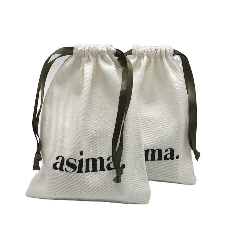 Bolso de cordón de algodón Twill ecológico para embalaje de regalo de joyas de color personalizado