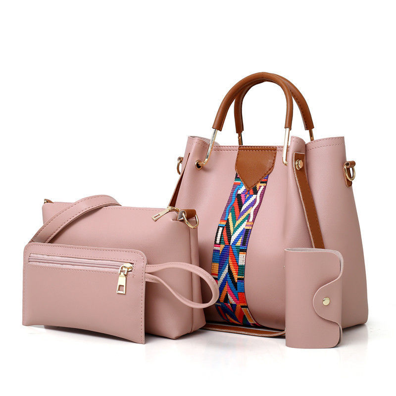 2022 Moderno 4 Pcs Conjunto de bolso de hombro de cuero de PU para la vida escolar diaria