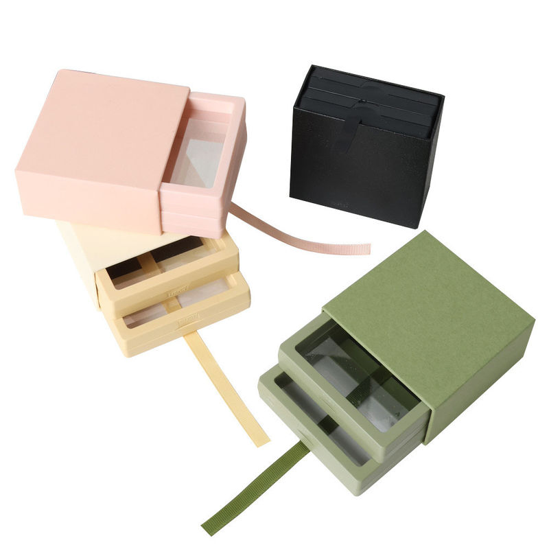 Cajas de embalaje de joyería de logotipo personalizado Cajas con película transparente de PE en el interior Caja de regalo de cartón de papel mate