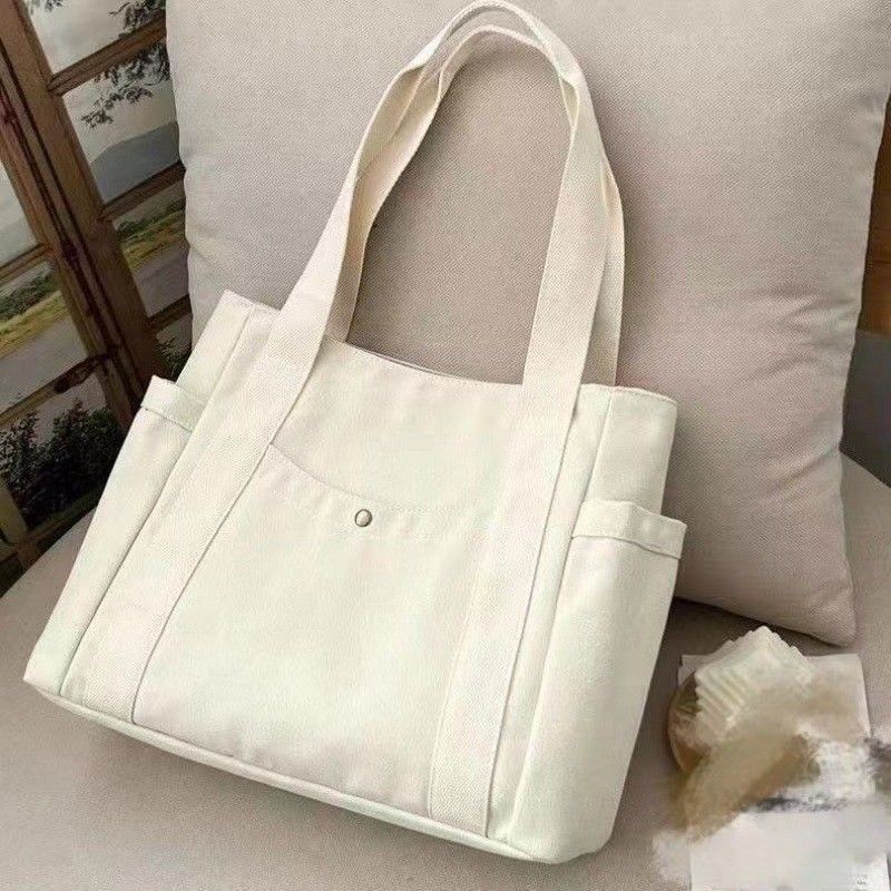 Colores sencillos reutilizables bolso de algodón de lona grande con cremallera para viajar y salir
