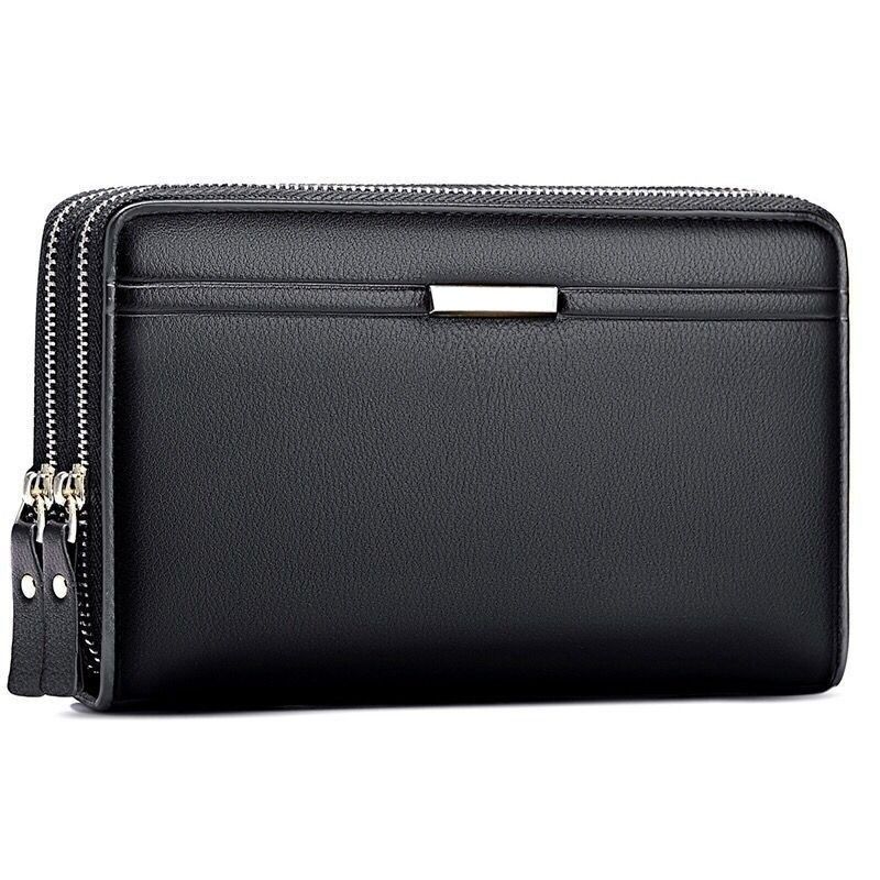 Cuero genuino bolsillo delantero de los hombres cartera de logotipo personalizado bolso delgado RFID bloqueador de tarjetas